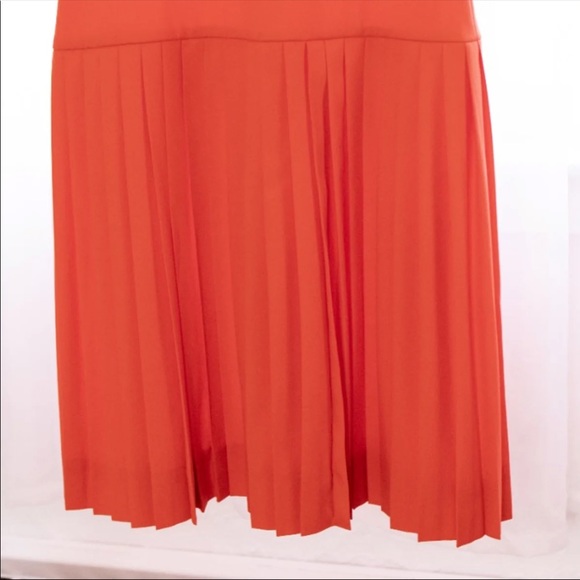 J. Crew 9am Super 120s Wool Pleated Cap Sleeve Dress size 2 - Red Orange - Picture 5 of 7